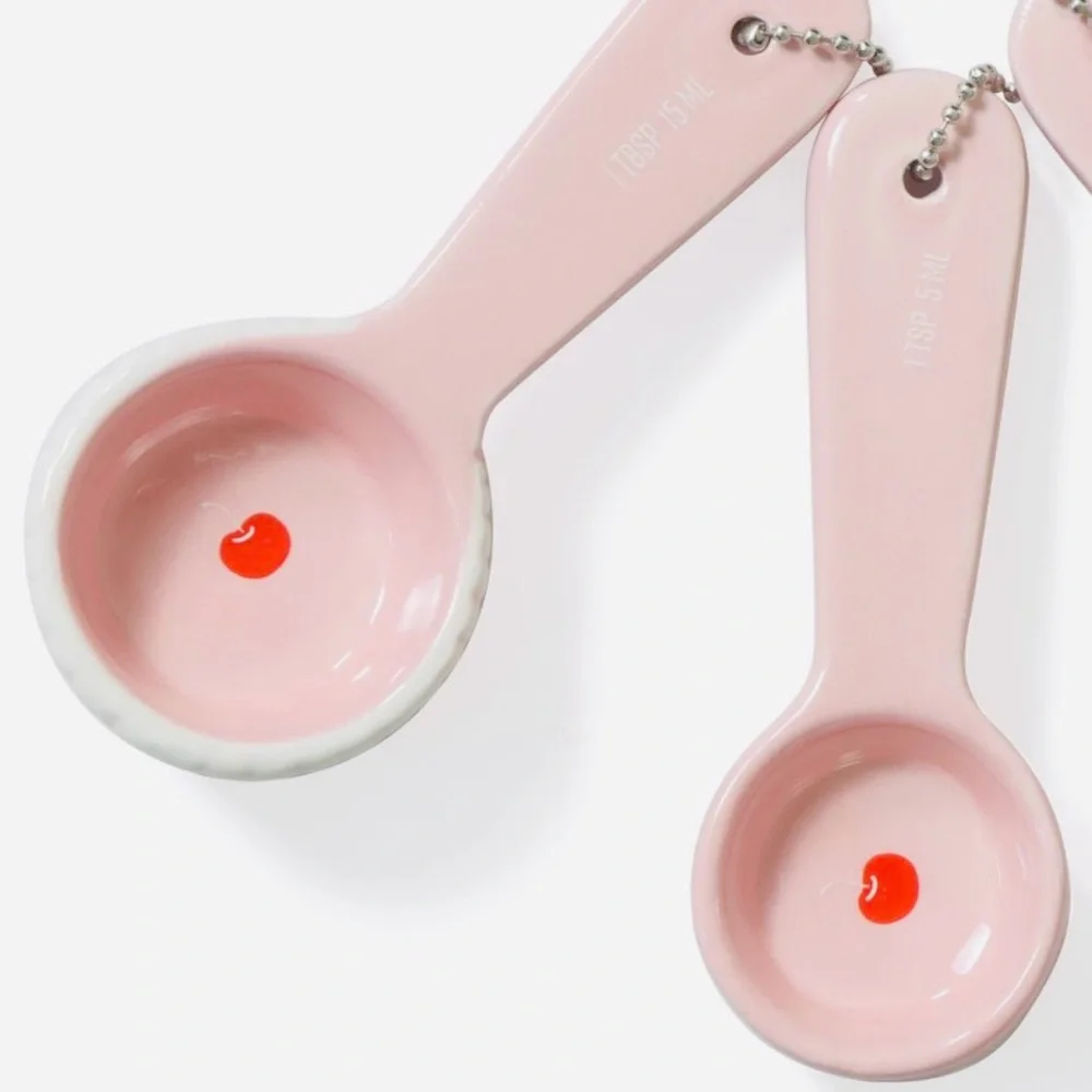 Target Bullseye Valentine’s Day Pink Frosted Cake Ceramic Measuring Spoons